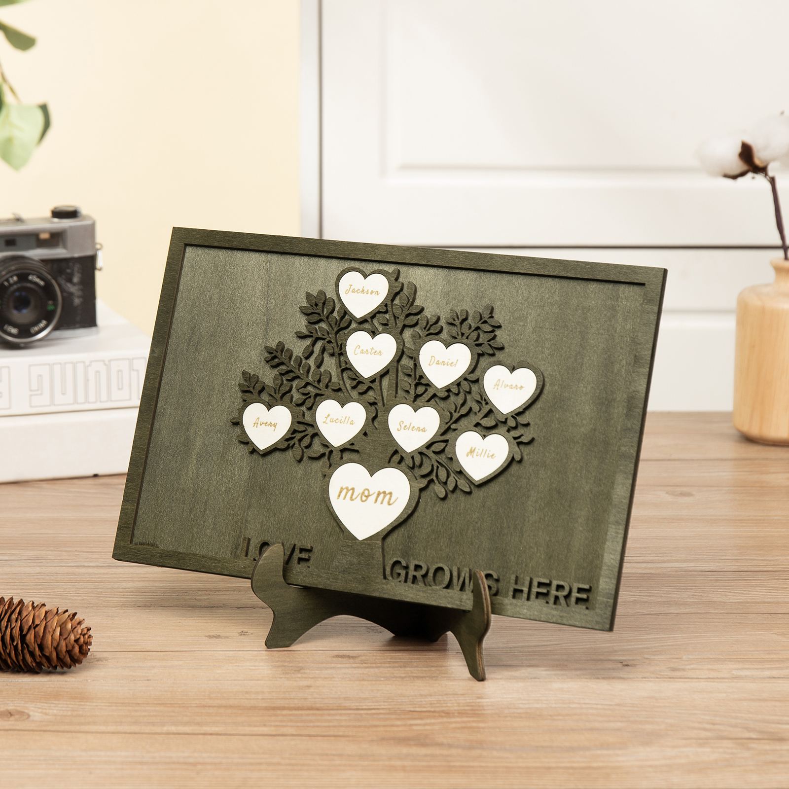 Family Tree Wood Frame Personalised Family Tree Sign Custom 9 Names Plaque-Jessemade AU