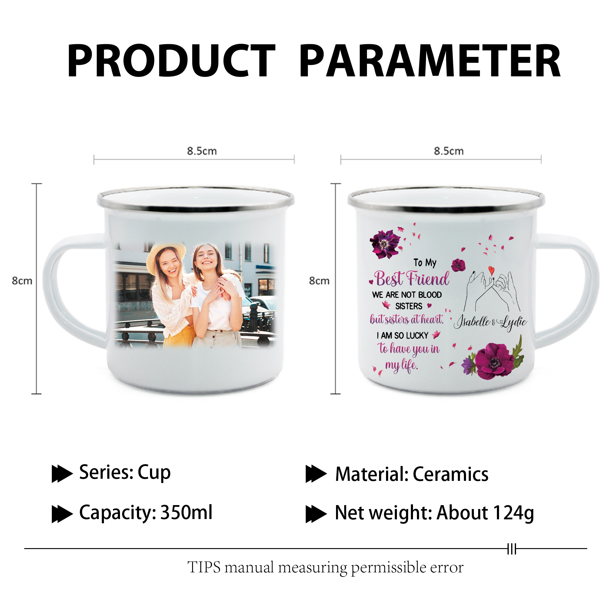 To My Best Friend Photo Mugs Customised 2 Names Enamel Cup Violets Mug - I Am So Lucky To Have You In My Life-Jessemade AU