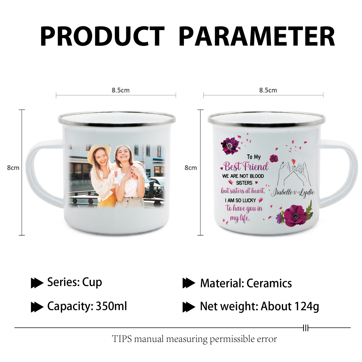 To My Best Friend Photo Mugs Customised 2 Names Enamel Cup Violets Mug - I Am So Lucky To Have You In My Life-Jessemade AU