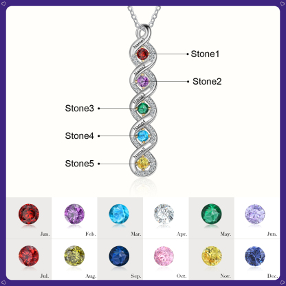 Personalised DNA Necklace With 5 Birthstones Engraved Names Gift For Women-Jessemade AU