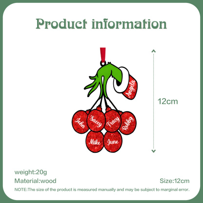 7 Names - Personalised Wooden Christmas Ornaments Customised Name Grinch Christmas Ornament Gifts for Family Friends-Jessemade AU