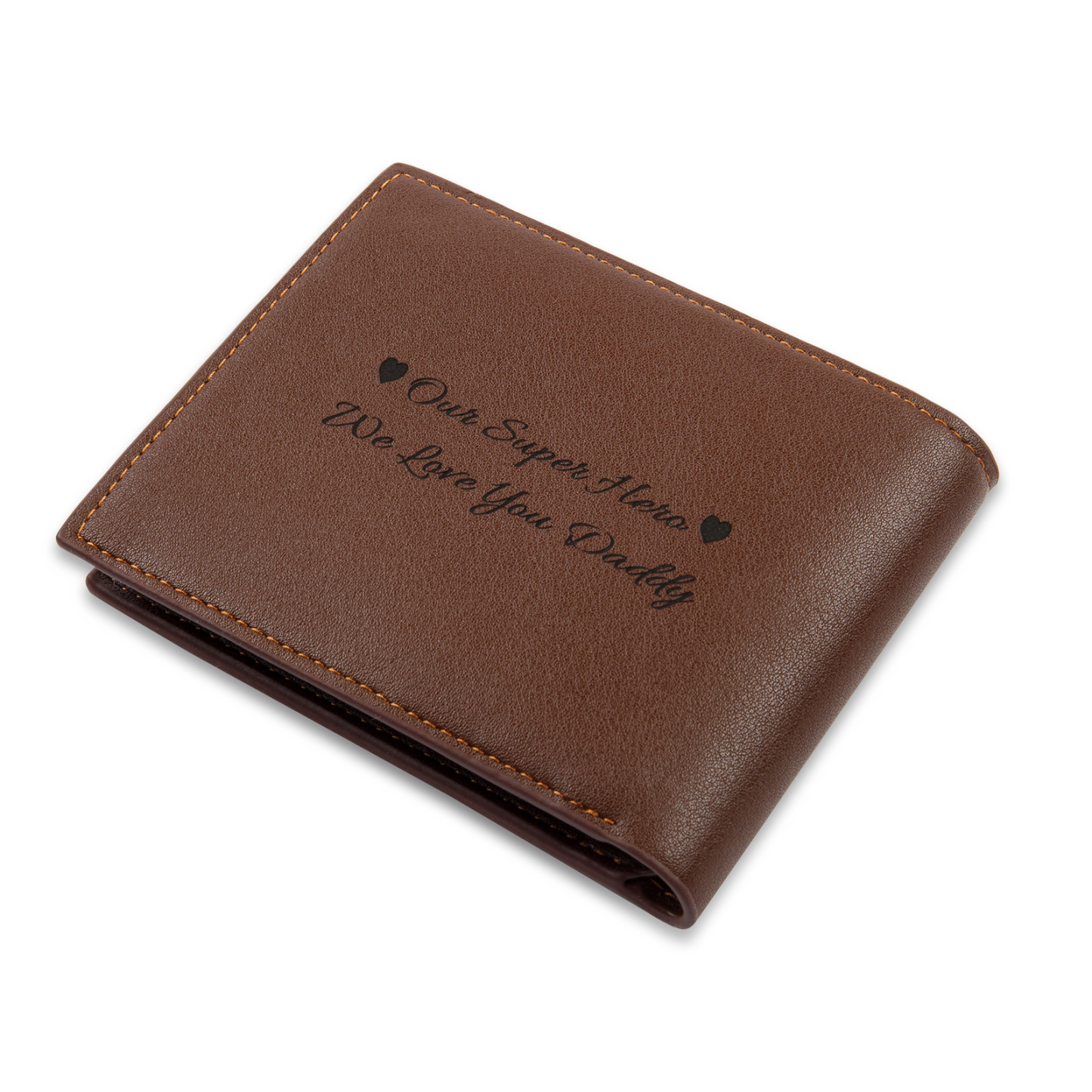 Brown Personalised Leather Wallet Engraved Photo Short Purse Gifts For Men-Jessemade AU