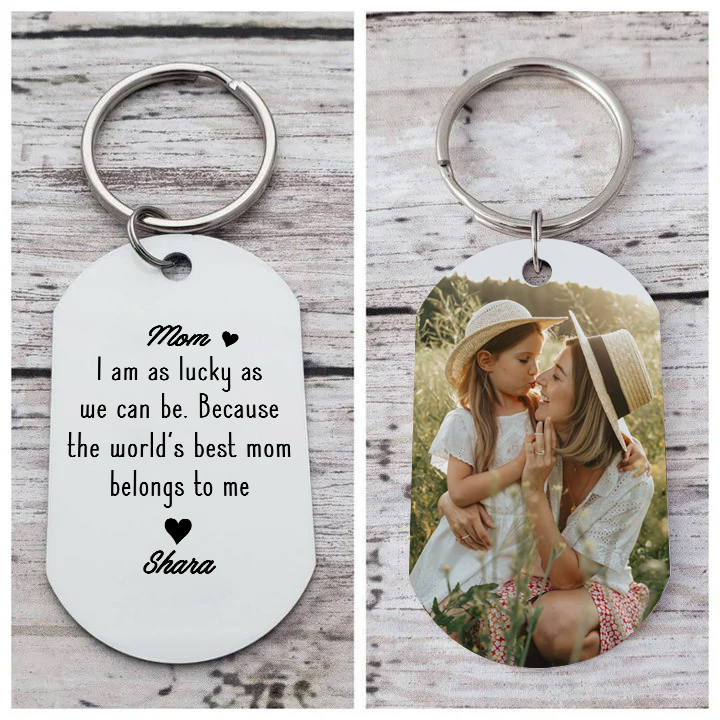 Personalised Photo & Name Keychain Gift for Grandma - I Am As Lucky As We Can Be Because The World's Best Nan Belongs To Me-Jessemade AU