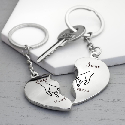 Personalised Couple Keychain Custom 2 Names & Date Keyring Matching Couple Gifts Valentine's Day Gift for Him/Her-Jessemade AU