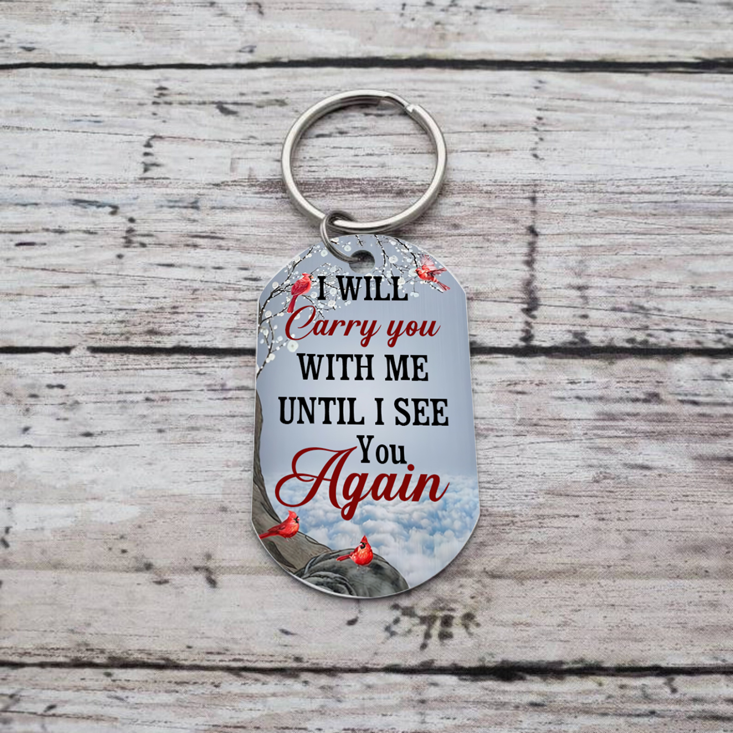 Cardinal Memorial Keychain Custom Photo Keyring Commemorate Deceased Loved Ones - I Will Carry You With Me Until I See You Again -Jessemade AU