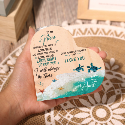 To My Niece Heart Candle Holder I Will Always Be There Wooden Candlestick-Jessemade AU