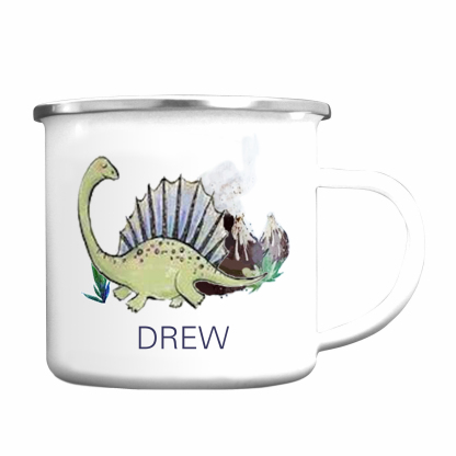 Personalised Enamel Mug Customised Name Dinosaur Cup Camping Mug Birthday Gift for Kids - Spinosaurus-Jessemade AU