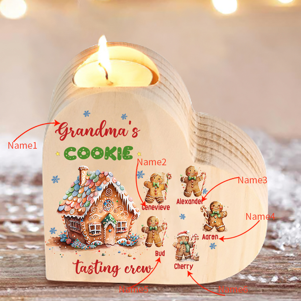 Heart-Shaped Christmas Candle Holder Engraved 6 Names Cookie Candlesticks Personalised Gift for Mum Grandma-Jessemade AU