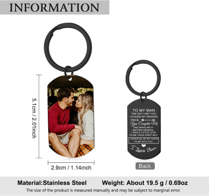 To My Man/Woman Custom Photo Keyring Couple Keychain Stainless Steel Keychain Valentine's Day Gift for Couples-Jessemade AU