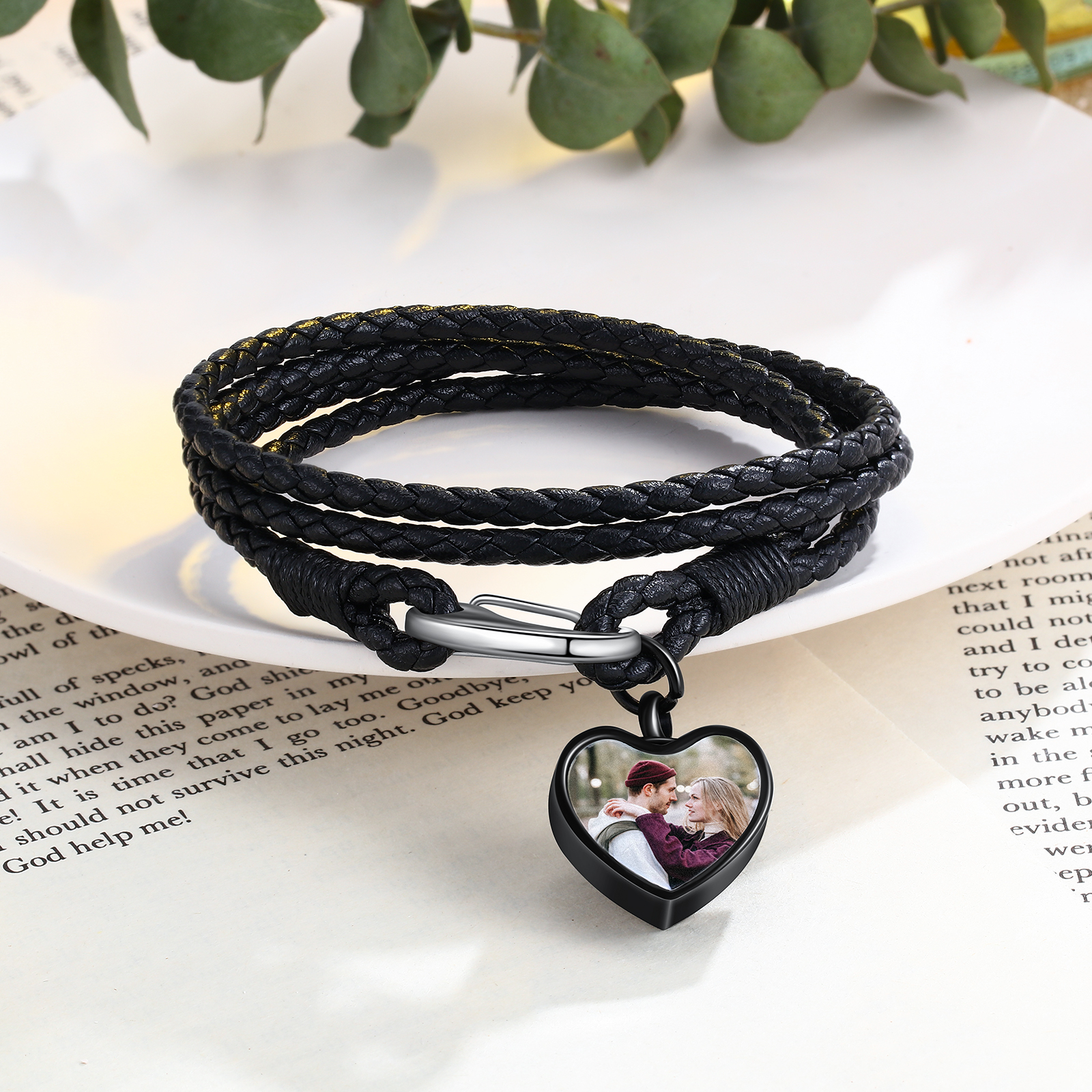 Personalised Braided Leather Bracelet Custom Photo Bracelet Gifts For Her-Jessemade AU