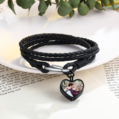Personalised Braided Leather Bracelet Custom Photo Bracelet Gifts For Her-Jessemade AU