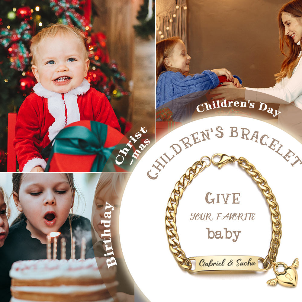 Personalised 1 Name Bracelet Love Lock Bracelet Customised Baby Gift-Jessemade AU