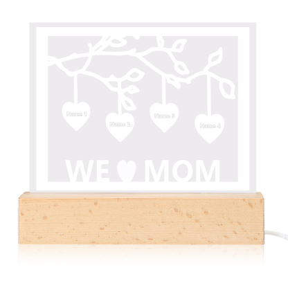 Personalised Family Tree Night Light LED Sign Engraved 4 Names Plaque USB Power Lamp-Jessemade AU