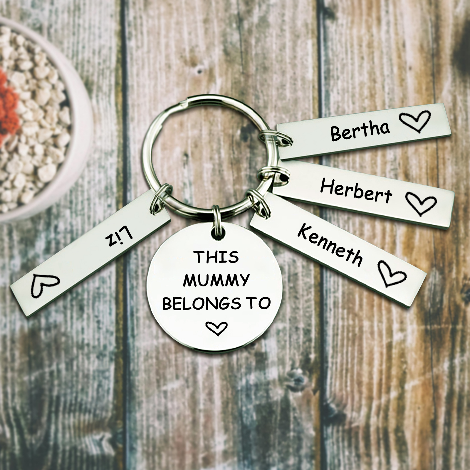 4 Names - Personalised Name Keychain Stainless Steel Keychain Special Gift for Mummy/Dad-Jessemade AU