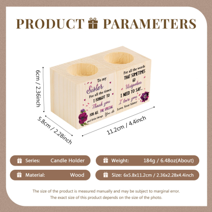 To My Sister Block Candle Holder I Need To Say I Love You Wooden Candlesticks-Jessemade AU