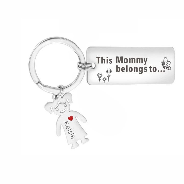 Grandfather Keychain This Grandpa Belongs To Family Keychain Personalised with 1 Kid Charm Engrave Name-Jessemade AU
