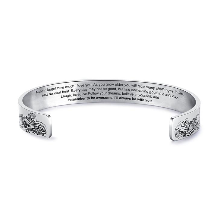 To My Granddaughter Cuff Bracelet "I Will Always Be With You"-Jessemade AU