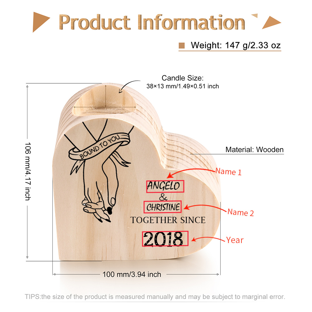 Couple Wooden Heart Candle Holder Hand Gesture Heart Promise Candlesticks-Jessemade AU