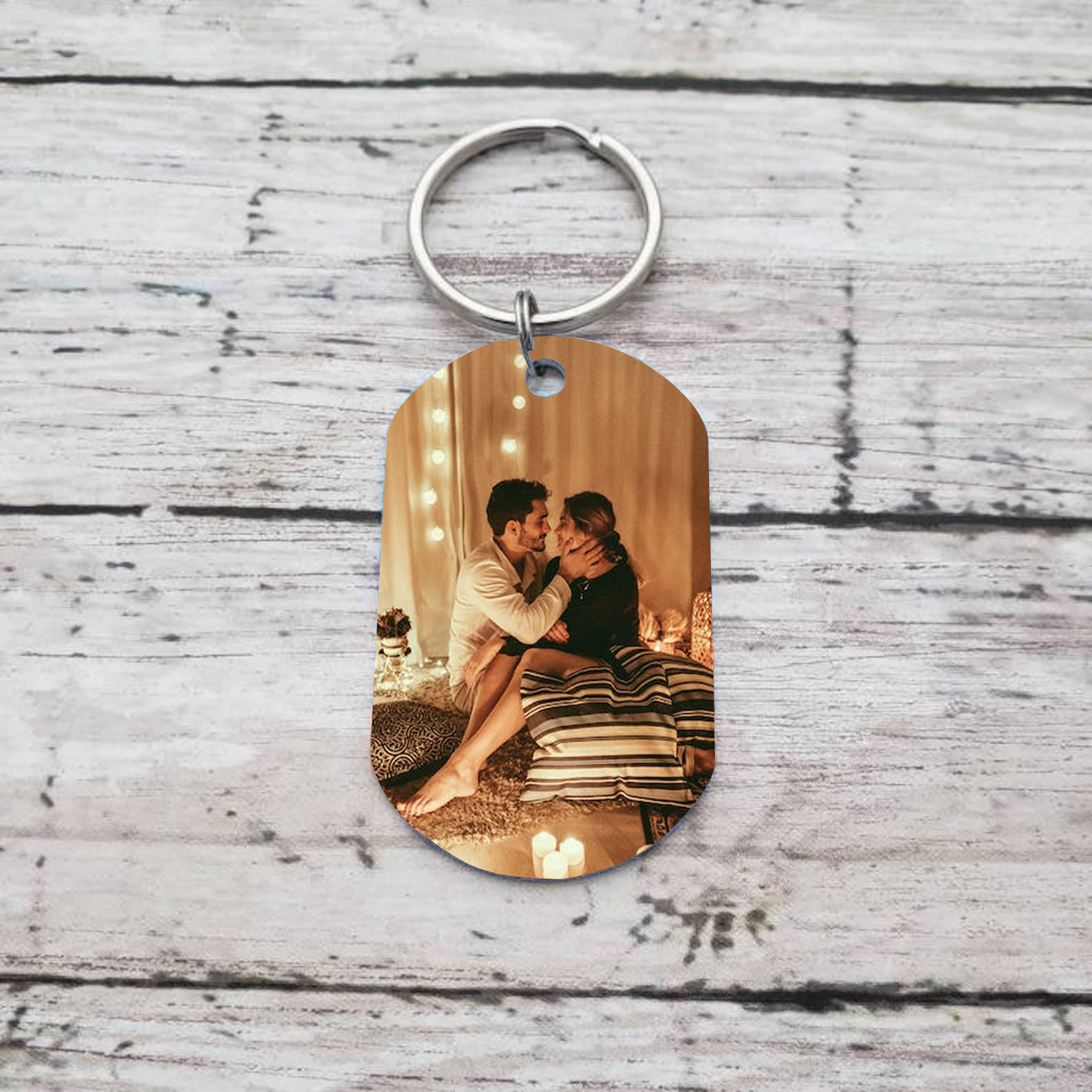 To My Love/Man Couple Keychain Customised Photo Stainless Steel Keyring Valentine's Day Gift for Couples-Jessemade AU