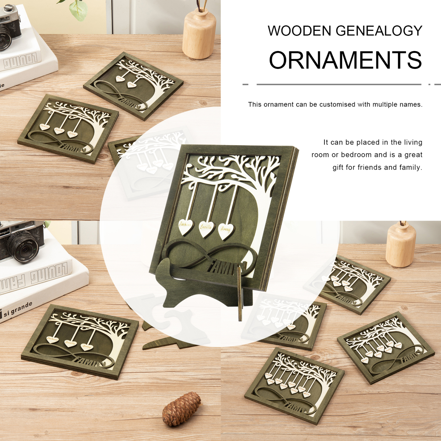 Custom Family Tree Sign with 3 Names Wooden Keepsake Gifts-Jessemade AU