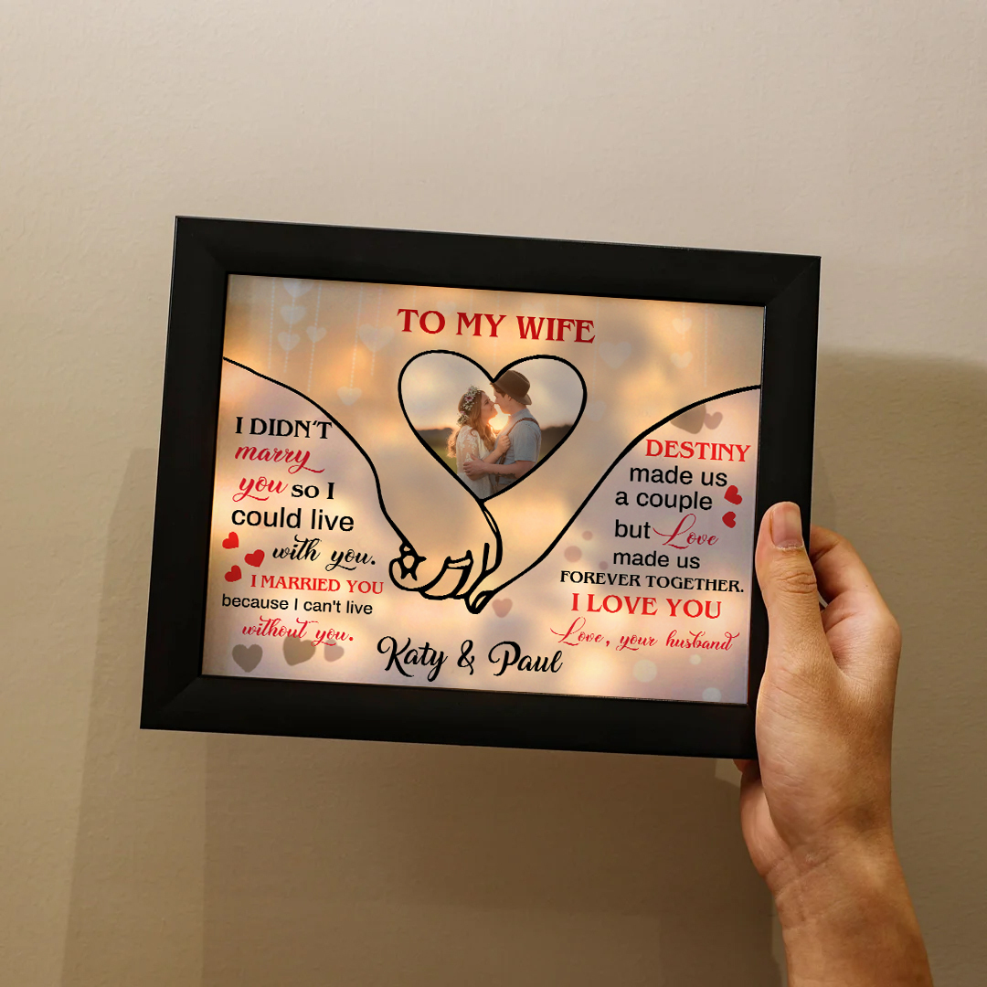 To My Wife Personalised Photo Frame Custom 2 Names Frame With Night Light Anniversary Gift For Her-Jessemade AU