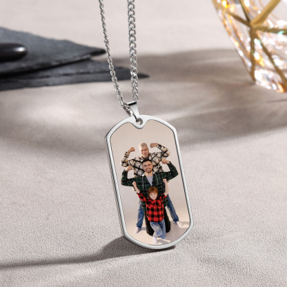 Custom Fist Bump Family Necklace with 3 Kids' Names Personalised Photo Dog Tag Necklace Father's Day Gifts-Jessemade AU