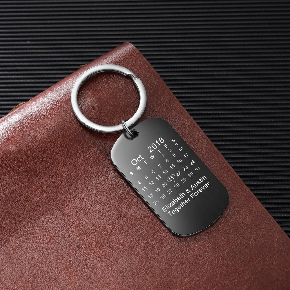 Personalised Calendar Keychain Engraved Photo Keychain Gifts For Him-Jessemade AU