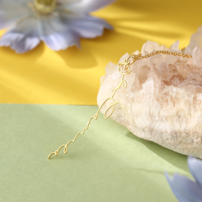 Personalised Birthflower Necklace Custom 1 Name Necklace Gift For Women-Jessemade AU