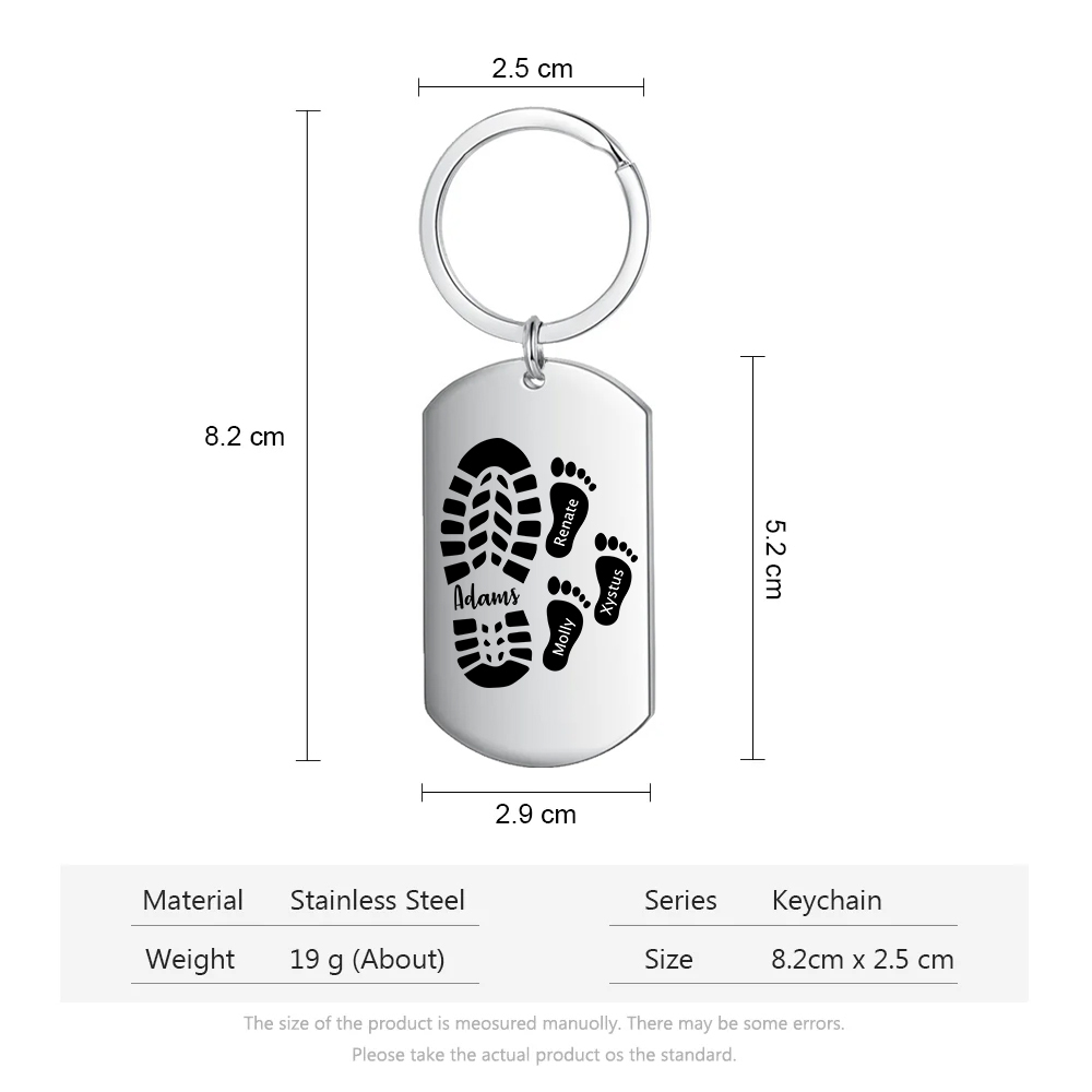 Personalised 4 Names Keychain Custom Dad Shoe Baby Foot Keychain Father's Day Gifts-Jessemade AU