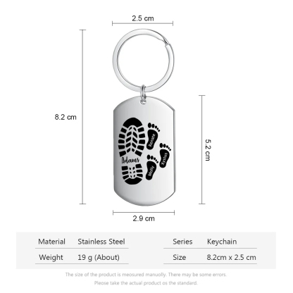 Personalised 4 Names Keychain Custom Dad Shoe Baby Foot Keychain Father's Day Gifts-Jessemade AU