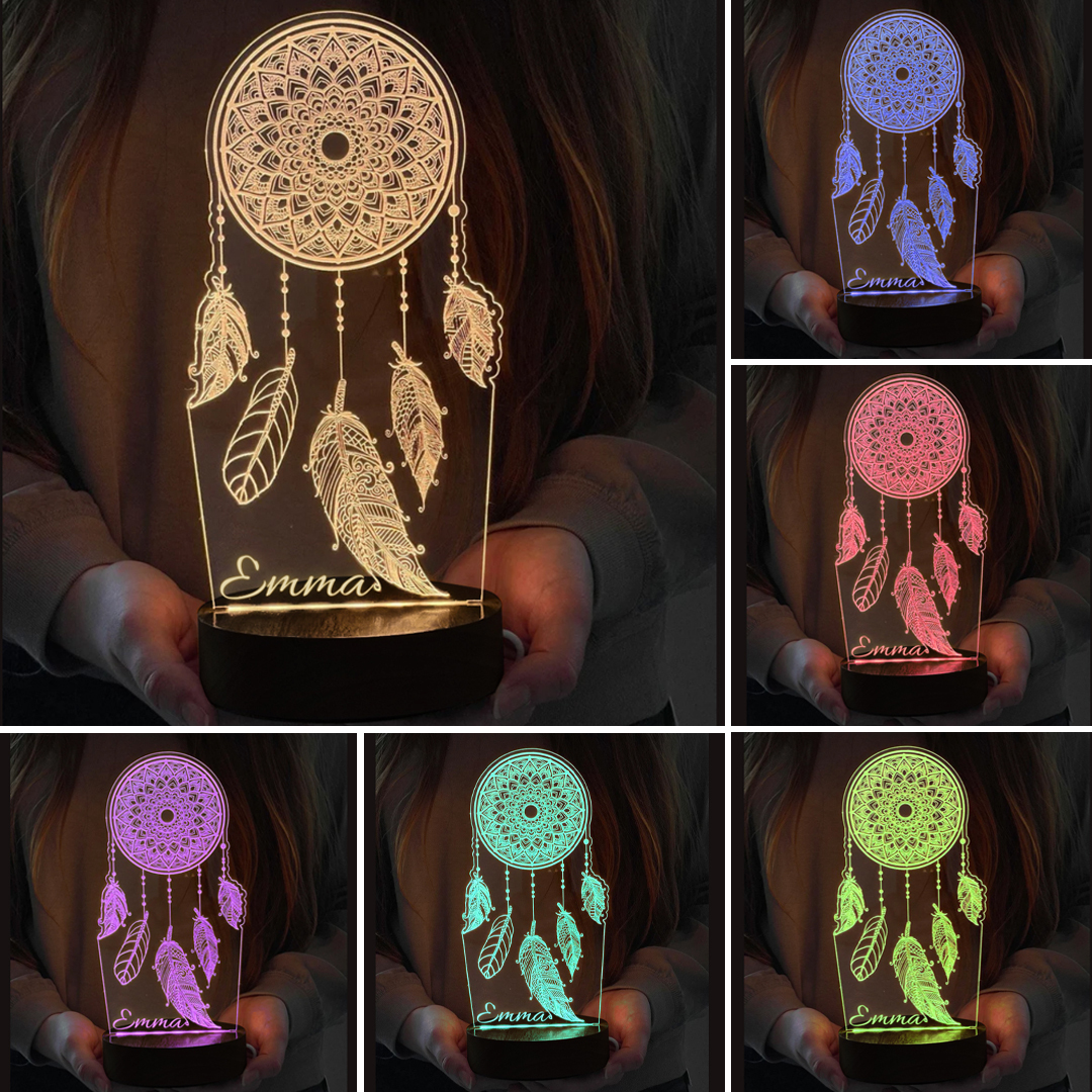 Personalised Dream Catcher Night Light Custom Name Gifts For Kids-Jessemade AU