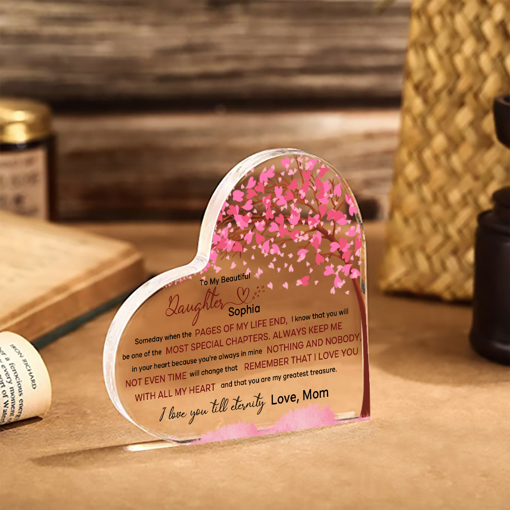 To My Daughter Acrylic Heart Keepsake Personalized 2 Names Pink Tree Ornament - I Love You Till Eternity-Jessemade AU