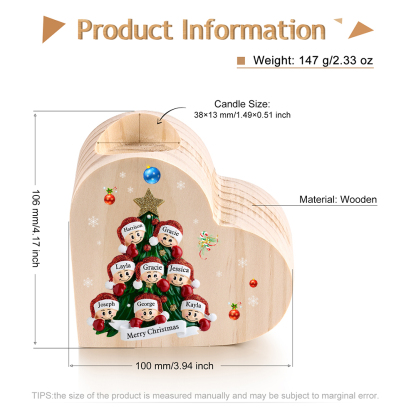Heart-Shaped Christmas Candle Holder Engraved 8 Names Christmas Tree Candlesticks Personalised Gift for Family-Jessemade AU