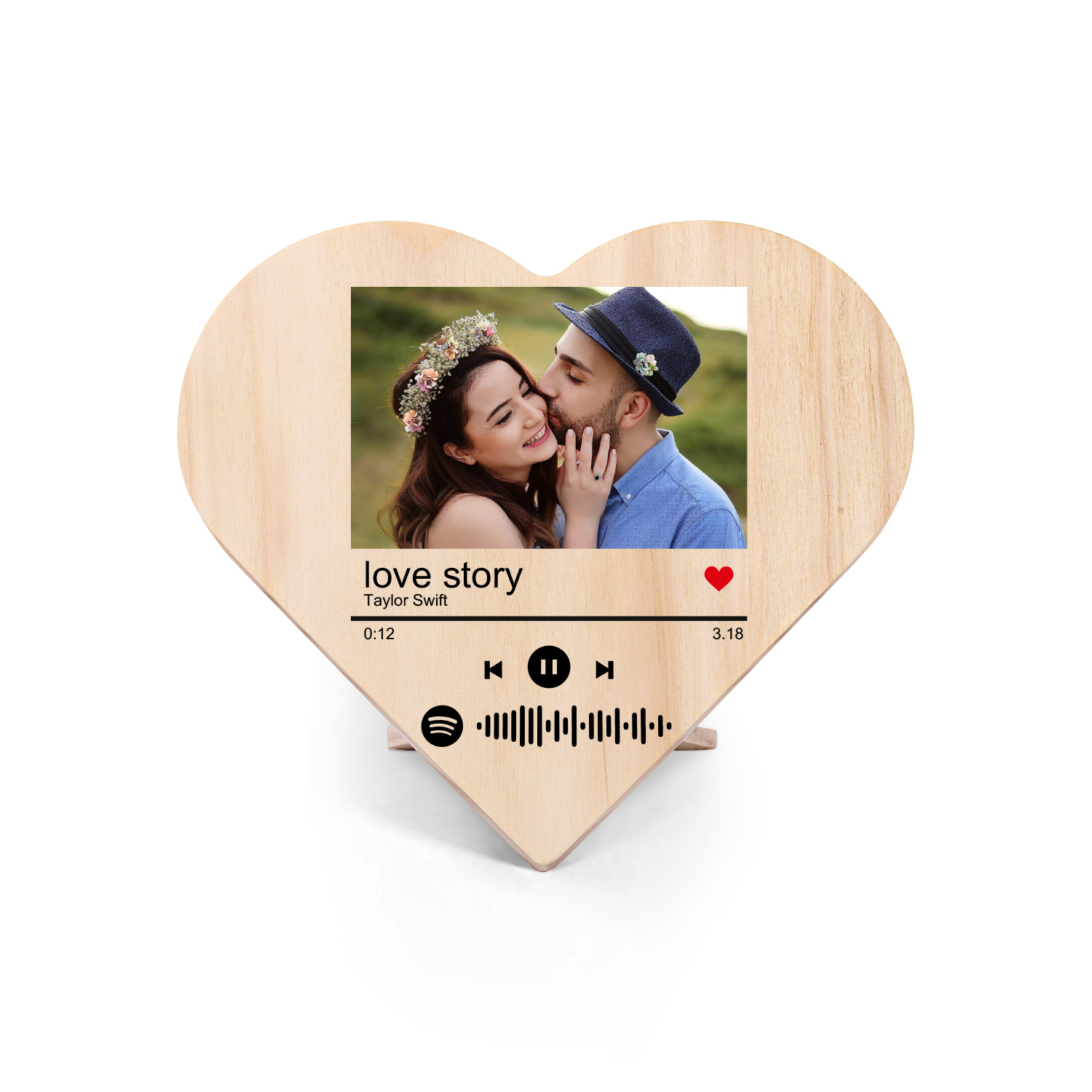 Personalised Wooden Spotify Code Heart Keepsake Desktop Ornament-Jessemade AU