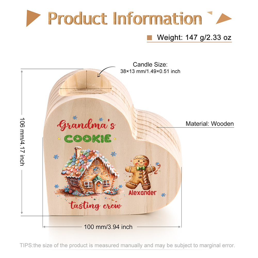 Heart-Shaped Christmas Candle Holder Engraved 2 Names Cookie Candlesticks Personalised Gift for Mum Grandma-Jessemade AU