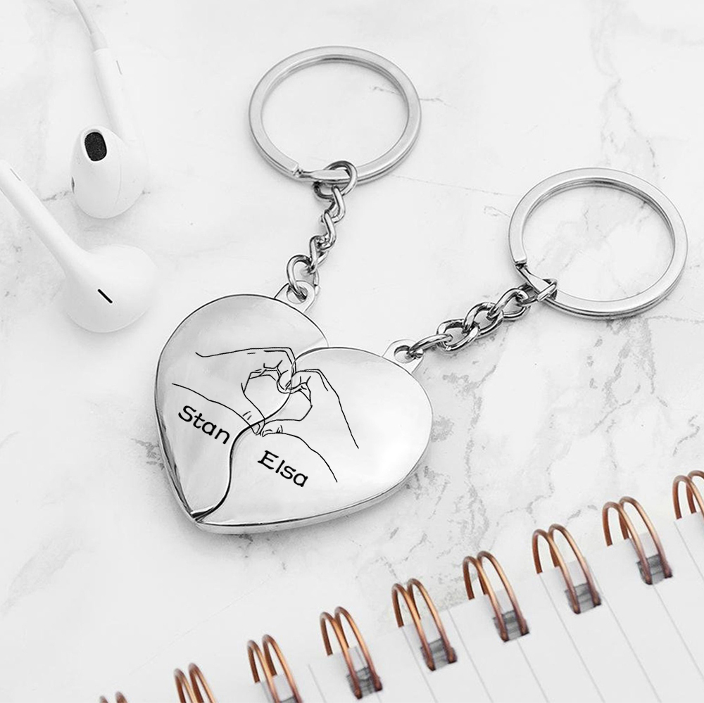 Personalised Couple Keychain Custom 2 Names Keyring Matching Couple Gifts Valentine's Day Gift for Him/Her-Jessemade AU