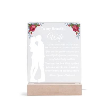 To My Beautiful Wife Night Light "You Are The Light That Guides Me Through The Darkest Nights" LED Lamp Romantic Gifts-Jessemade AU