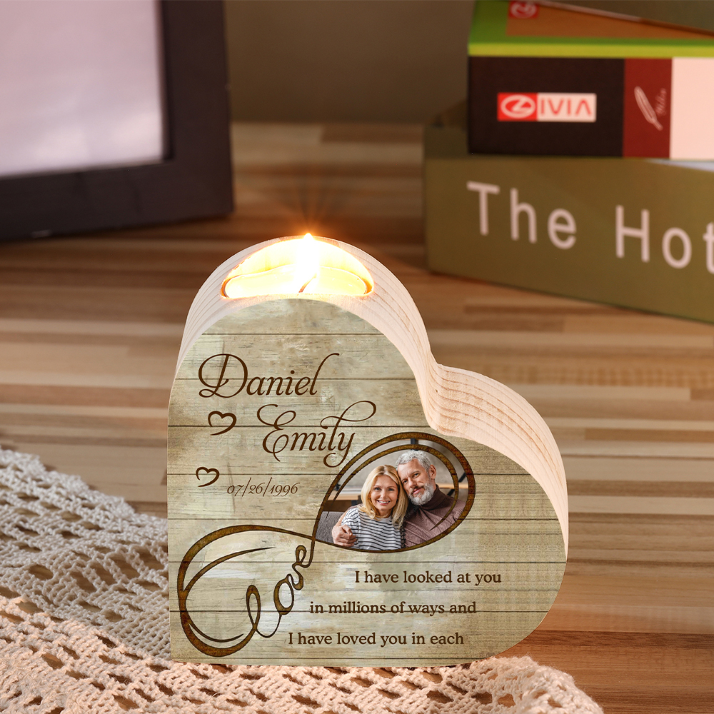 Personalised Infinity Love Couple Heart Candle Holder Engrave Photo Candlesticks Valentines Gift-Jessemade AU