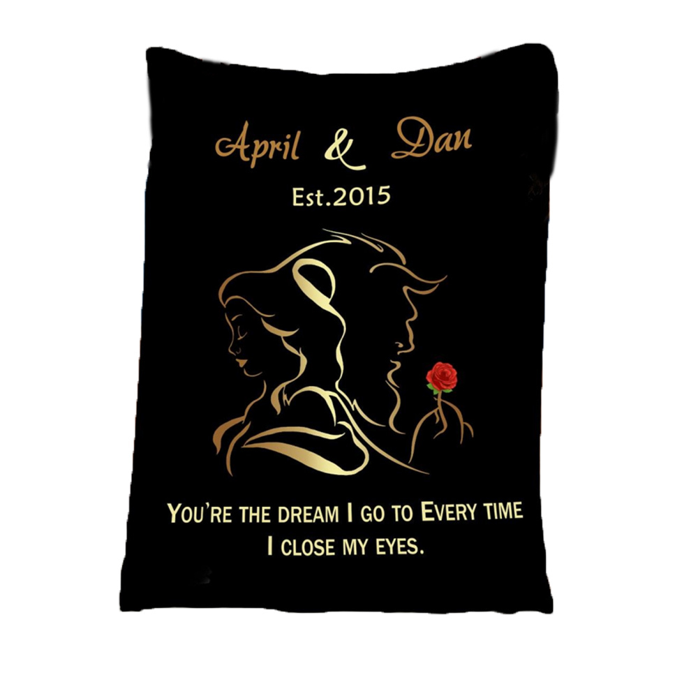 Personalised Couple Blanket Engrave Photo Sweet Gift "You're the dream I go to every time I close my eyes"-Jessemade AU