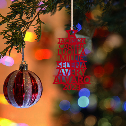 7 Names - Personalised Christmas Tree Ornaments Customised Name Xmas Wooden Decor Gifts for Family Friends-Jessemade AU
