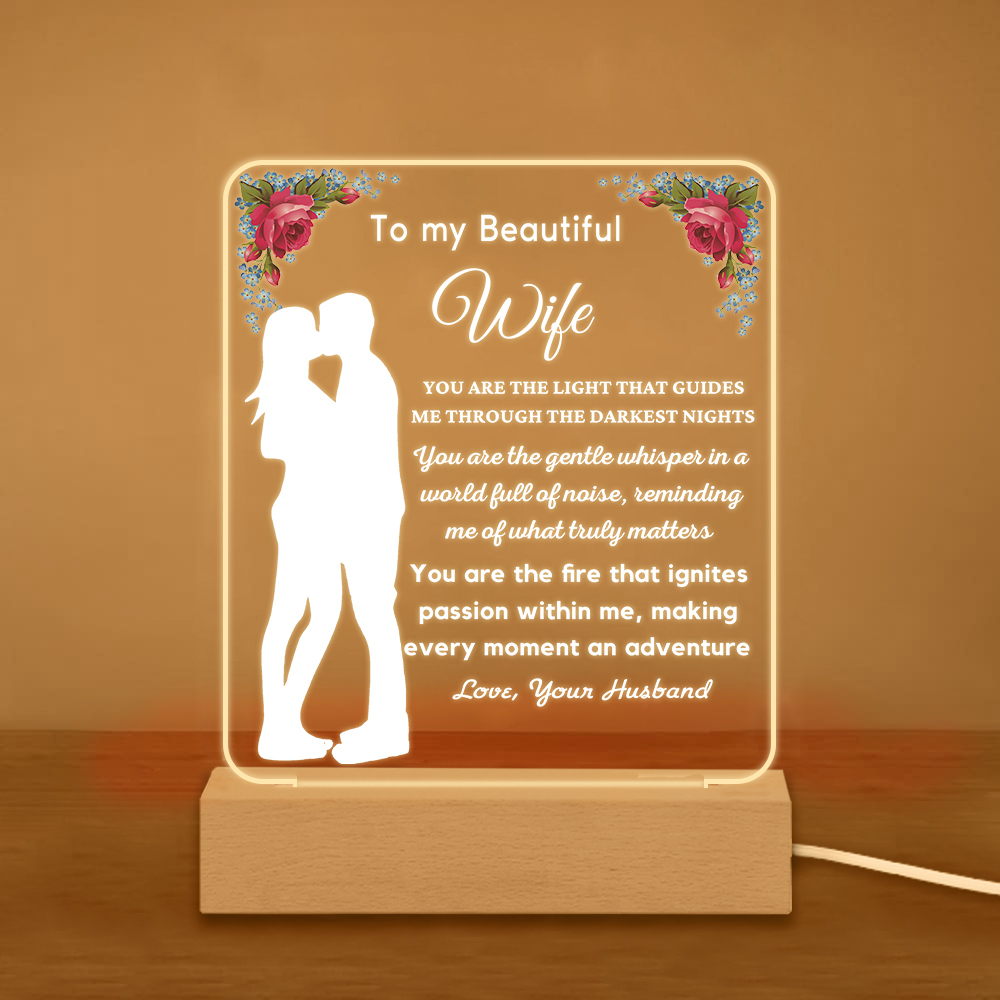 To My Beautiful Wife Night Light "You Are The Light That Guides Me Through The Darkest Nights" LED Lamp Romantic Gifts-Jessemade AU