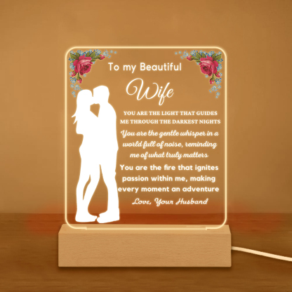 To My Beautiful Wife Night Light "You Are The Light That Guides Me Through The Darkest Nights" LED Lamp Romantic Gifts-Jessemade AU