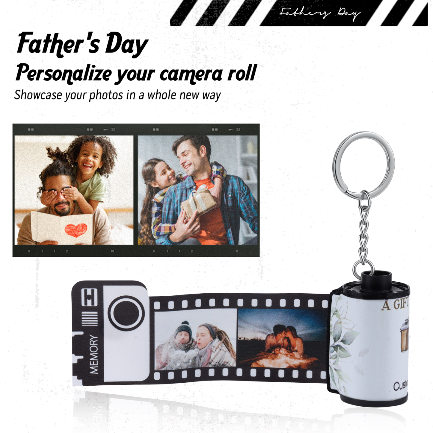 Personalised Camera Roll Keychain Customised 20 Photos Keyring Gifts for Him/Her-Jessemade AU