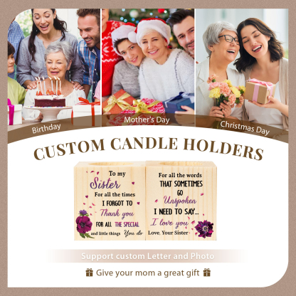 To My Sister Block Candle Holder I Need To Say I Love You Wooden Candlesticks-Jessemade AU