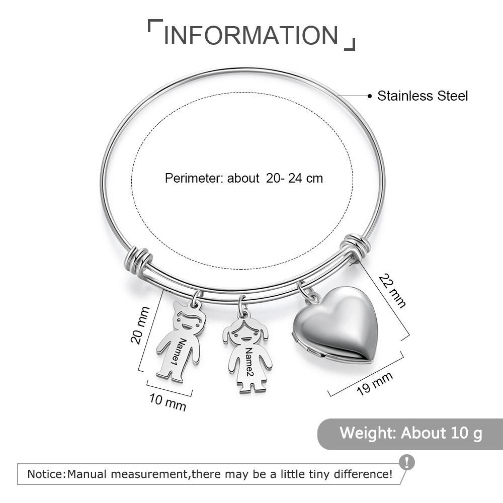 Personalised Heart Photo Locket Bracelet Custom Photo Bracelet Gifts For Mother-Jessemade AU