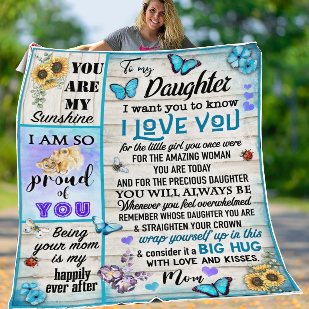 To My Daughter Straighten Your Crown Flannel Blanket-Jessemade AU