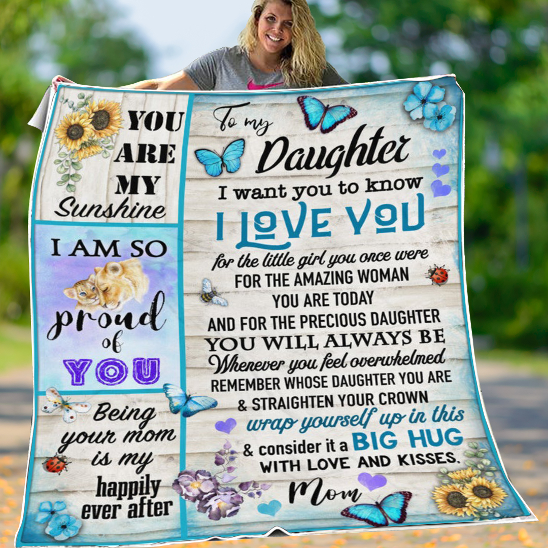To My Daughter Straighten Your Crown Flannel Blanket-Jessemade AU
