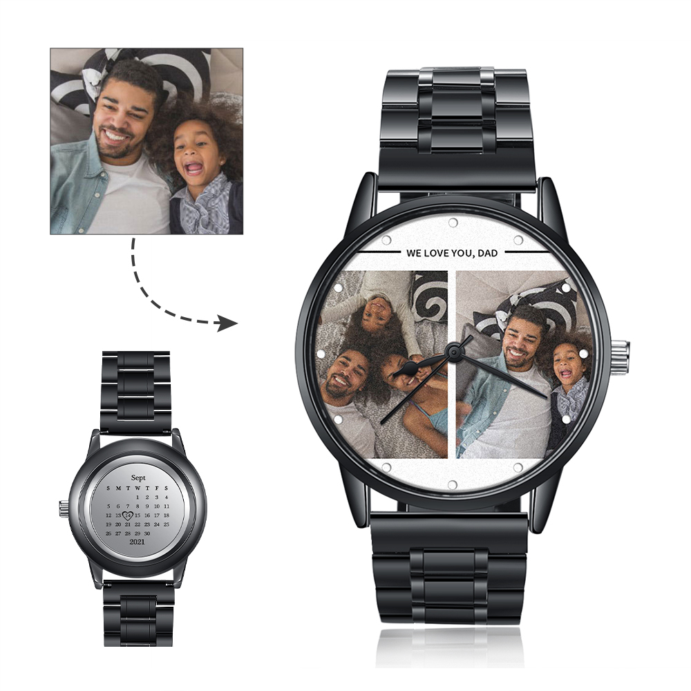 Personalised Photo Watch Custom 2 Photos Mechanical Watch Date Keepsake Gifts for Him-Jessemade AU