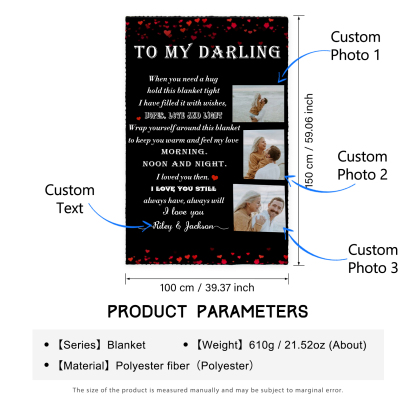 To My Daring Personalised Couple Blanket Engrave Photo Sweet Gift For Her-Jessemade AU