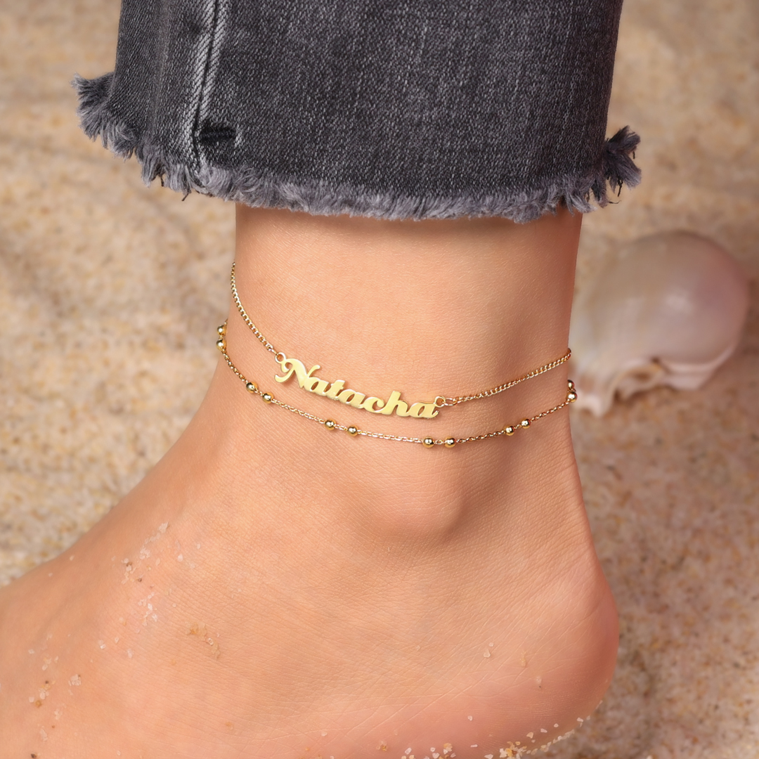 Double Stranded-Personalised Name Anklet For Her-Jessemade AU